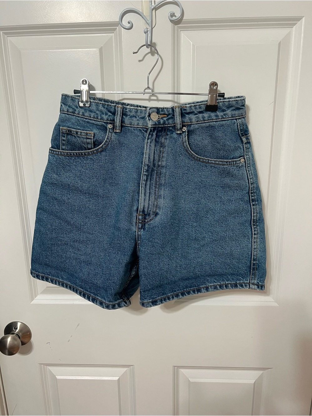 Zara Medium Blue High-Waist Denim Shorts
